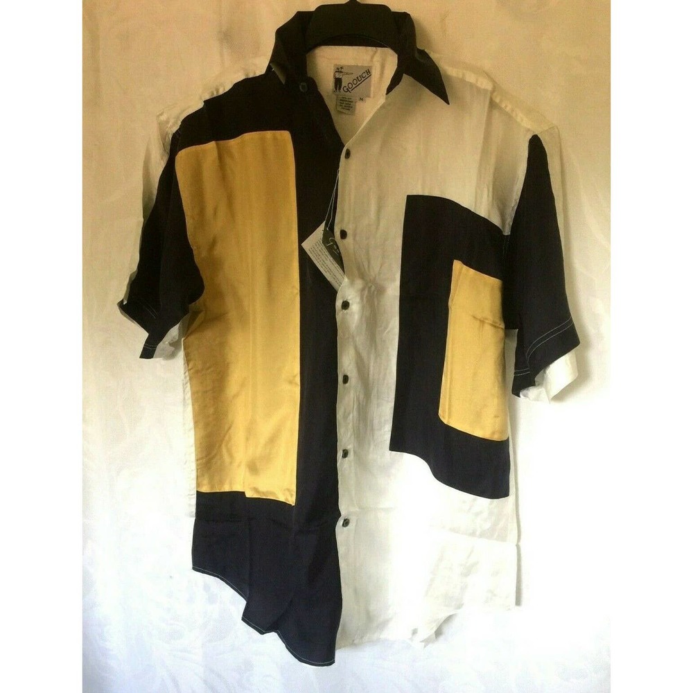 NWT GOOUCH Shirt Button Down Silk Pop Art 80' 90'